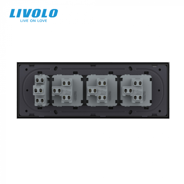 Intrerupator mecanic cap scara 4 posturi cu rama sticla 6/7 M Livolo [4]