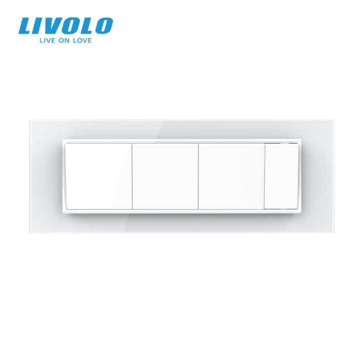 Intrerupator mecanic cap scara 4 posturi cu rama sticla 6/7 M Livolo [3]