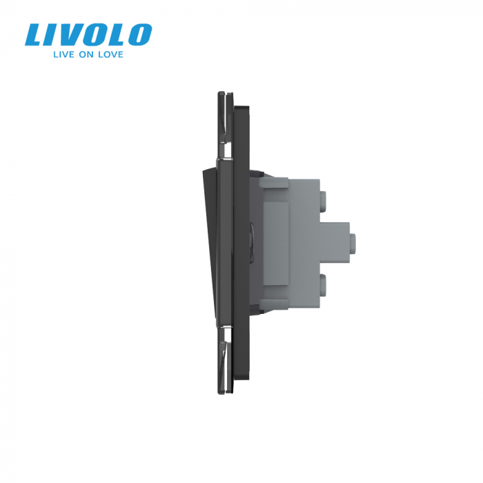 Intrerupator mecanic dublu cap scara 3M, cu rama sticla Livolo [2]
