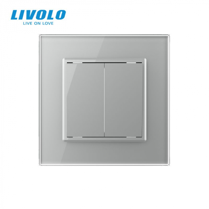 Intrerupator mecanic dublu cu revenire 2M, cu rama sticla Livolo [2]