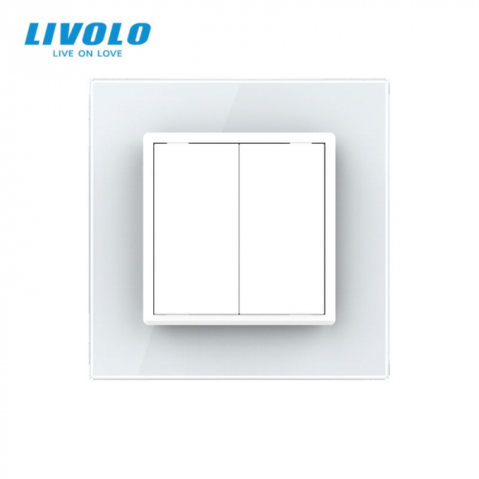 Intrerupator mecanic dublu cu revenire 2M, cu rama sticla Livolo [2]