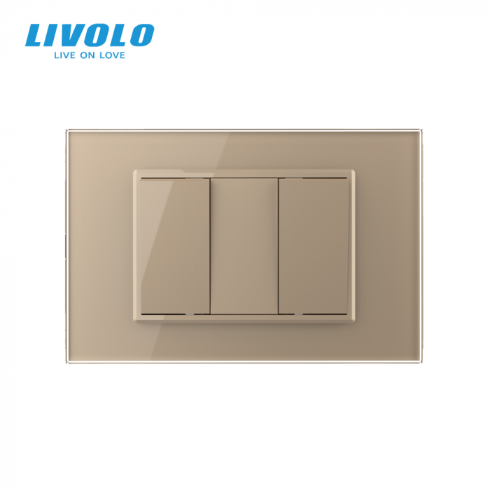 Intrerupator mecanic dublu cu revenire 3M, cu rama sticla Livolo [2]