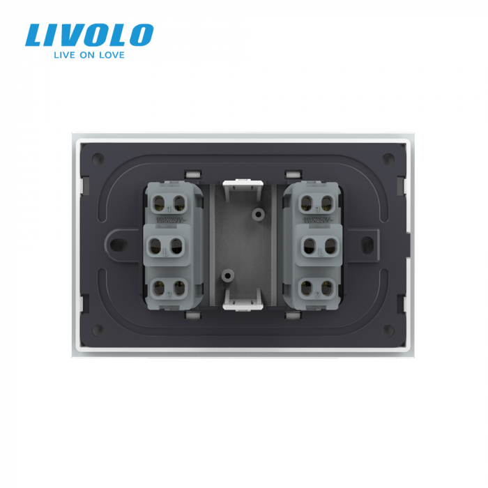 Intrerupator mecanic dublu cu revenire 3M, cu rama sticla Livolo [4]