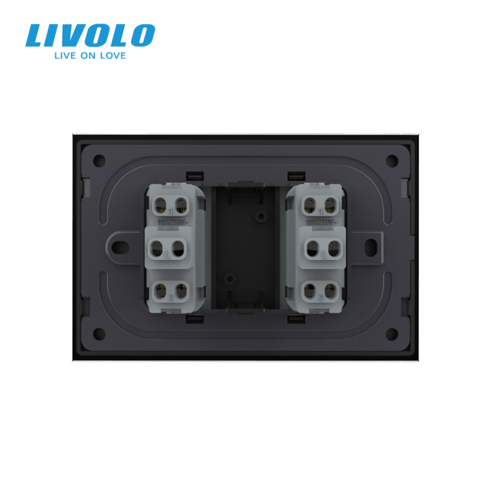 Intrerupator mecanic dublu cu revenire 3M, cu rama sticla Livolo [2]