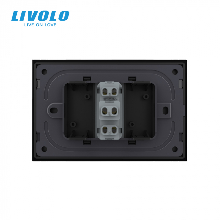 Intrerupator mecanic simplu cap scara 3M, cu rama sticla Livolo [4]