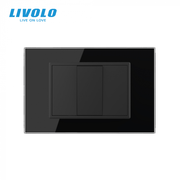 Intrerupator mecanic simplu cap scara 3M, cu rama sticla Livolo [3]