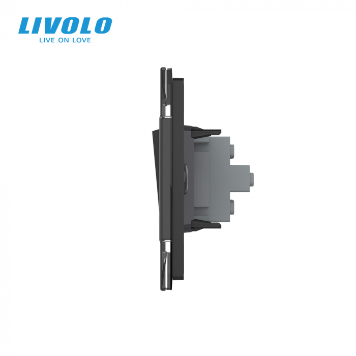 Intrerupator mecanic simplu cap scara 3M, cu rama sticla Livolo [2]
