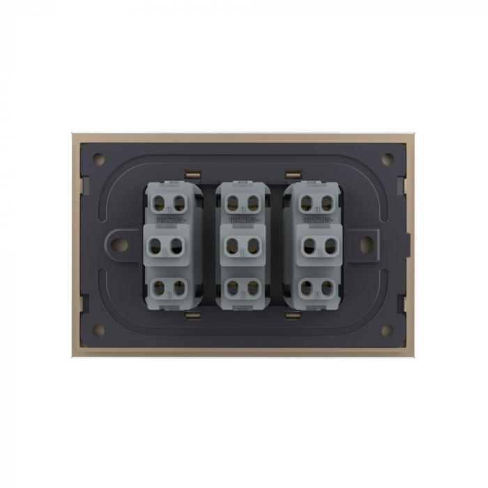 Intrerupator mecanic triplu 3M, cap scara cu rama sticla Livolo [4]
