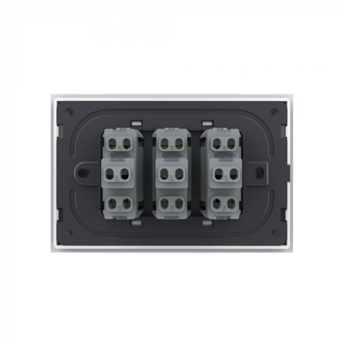 Intrerupator mecanic triplu cu revenire 3M, cu rama sticla Livolo [4]