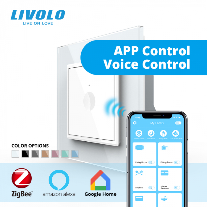 Intrerupator simplu smart Livolo protocol ZIGBEE control din aplicatia mobila [1]