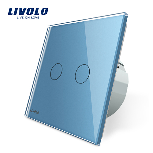 Intrerupator tactil dublu Livolo, albastru VL-C702-19 [1]