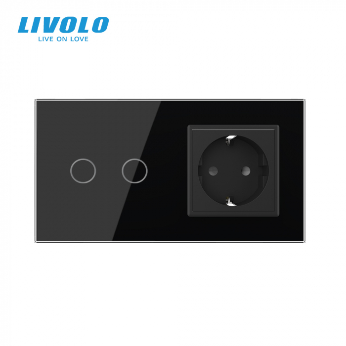 Intrerupator tactil dublu zigbee si priza schuko smart cu control vocal/aplicatia mobila [3]