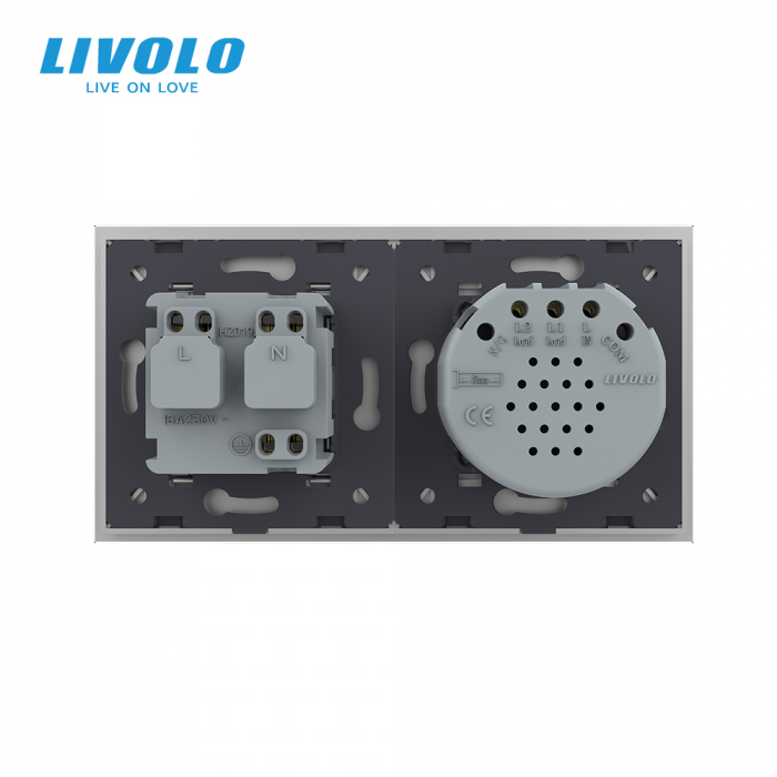 Intrerupator tactil dublu zigbee si priza schuko smart cu control vocal/aplicatia mobila [6]