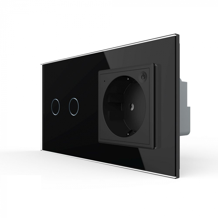 Intrerupator tactil dublu zigbee si priza schuko smart cu control vocal/aplicatia mobila [1]