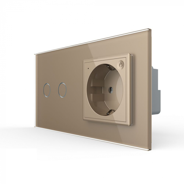 Intrerupator tactil dublu zigbee si priza schuko smart cu control vocal/aplicatia mobila [1]
