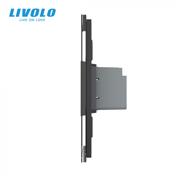 Intrerupator tactil simplu cap scara cu rama din sticla 1M Livolo [3]