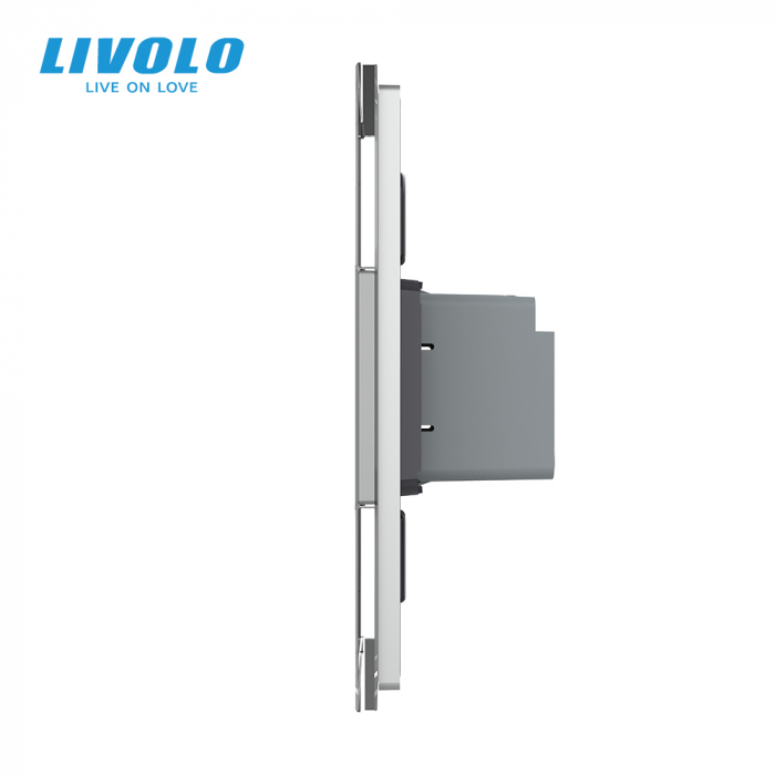 Intrerupator tactil simplu cap scara cu rama din sticla 1M Livolo [4]