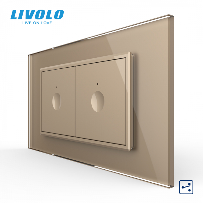 Intrerupator tactil simplu cap scara + Intrerupator tactil simplu cap scara, 4M, cu rama sticla crystal Livolo [1]