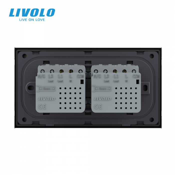 Intrerupator tactil simplu + Intrerupator tactil simplu, 4M, cu rama sticla crystal Livolo [4]