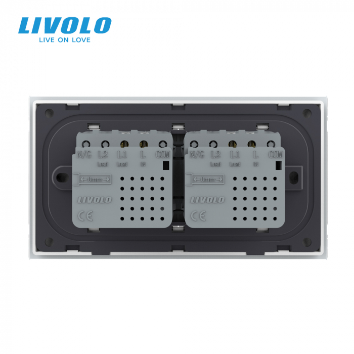 Intrerupator tactil simplu + Intrerupator tactil simplu, 4M, cu rama sticla crystal Livolo [4]