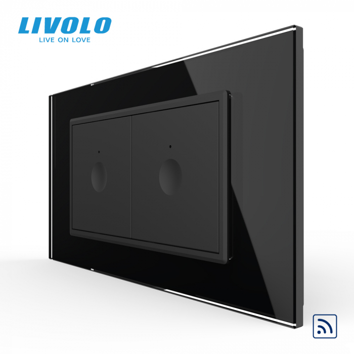 Intrerupator tactil simplu + Intrerupator tactil simplu, 4M, cu rama sticla crystal Livolo [1]