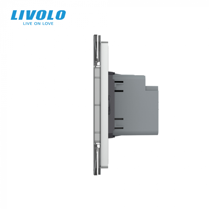 Intrerupator tactil simplu + Intrerupator tactil simplu, 4M, cu rama sticla crystal Livolo [2]