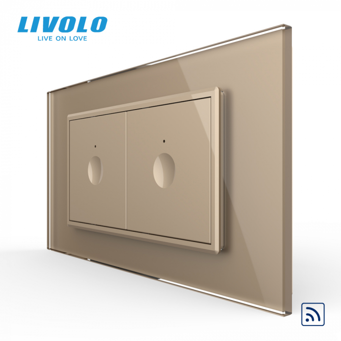 Intrerupator tactil simplu + Intrerupator tactil simplu, 4M, cu rama sticla crystal Livolo [1]