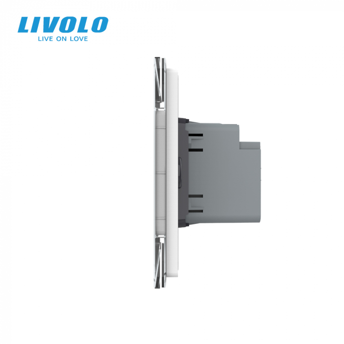Intrerupator tactil simplu + Intrerupator tactil simplu, 4M, cu rama sticla crystal Livolo [2]