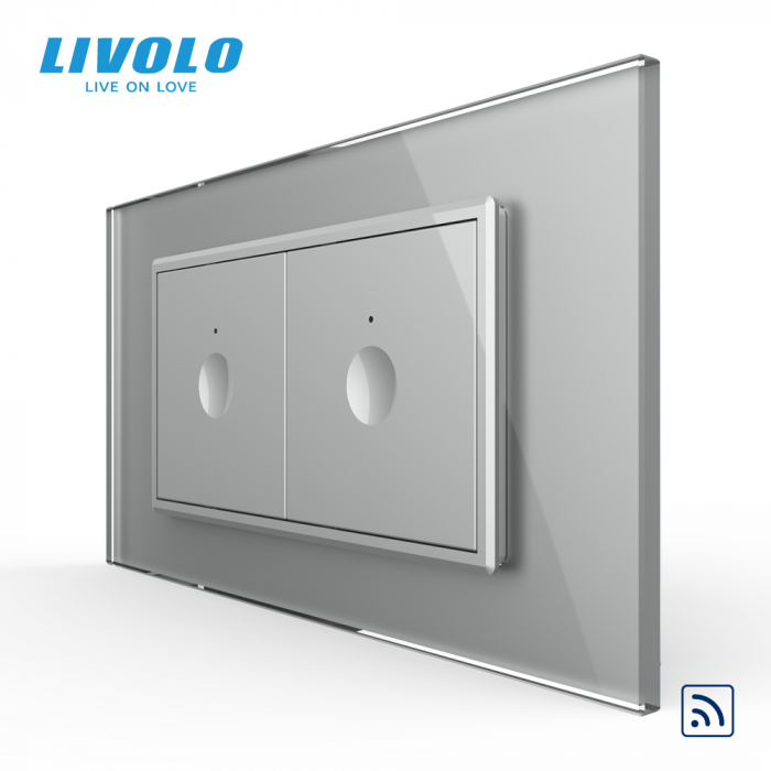 Intrerupator tactil simplu + Intrerupator tactil simplu, 4M, cu rama sticla crystal Livolo [1]