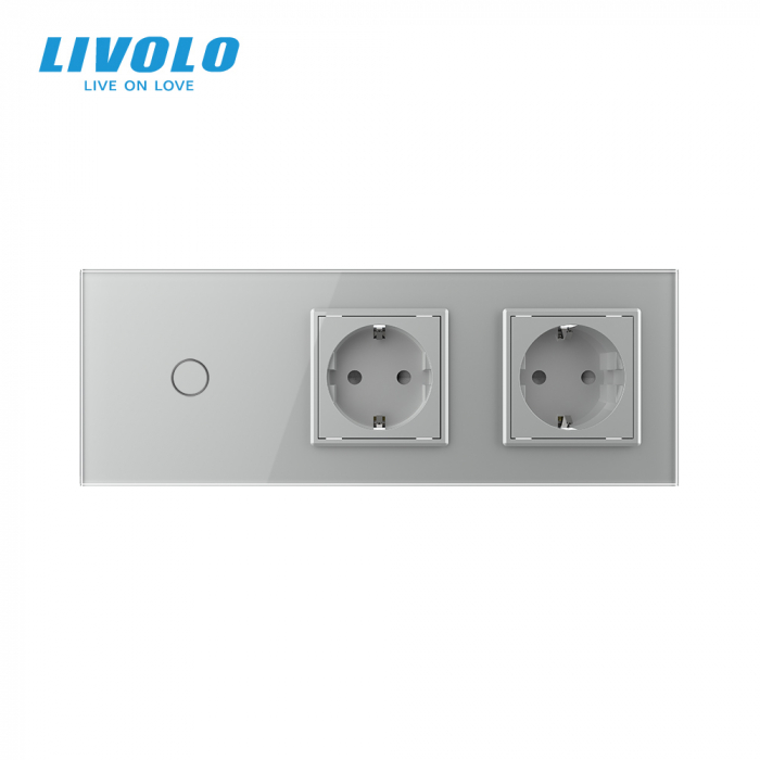 Intrerupator tactil simplu si priza dubla Schuko Livolo [3]