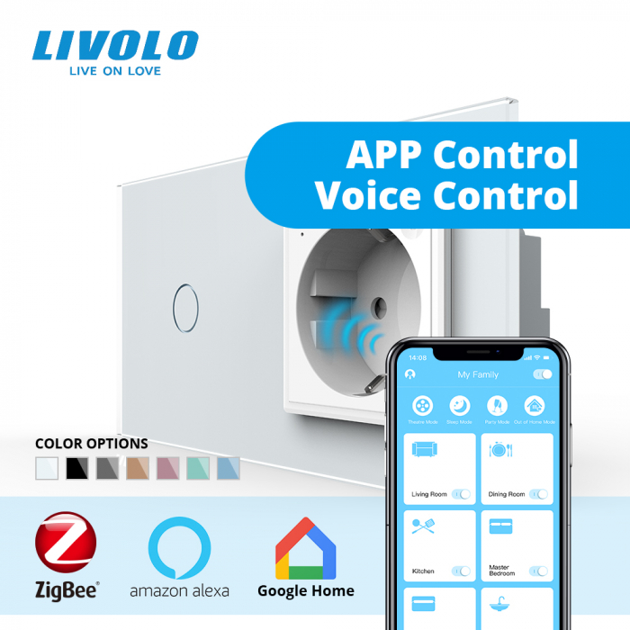 Intrerupător tactil simplu ZIGBEE si priză smart cu control vocal/aplicatia mobila Livolo [2]