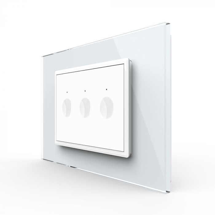 Intrerupator cap scara/cruce triplu cu touch integrat 3M, standard italian cu rama sticla [1]