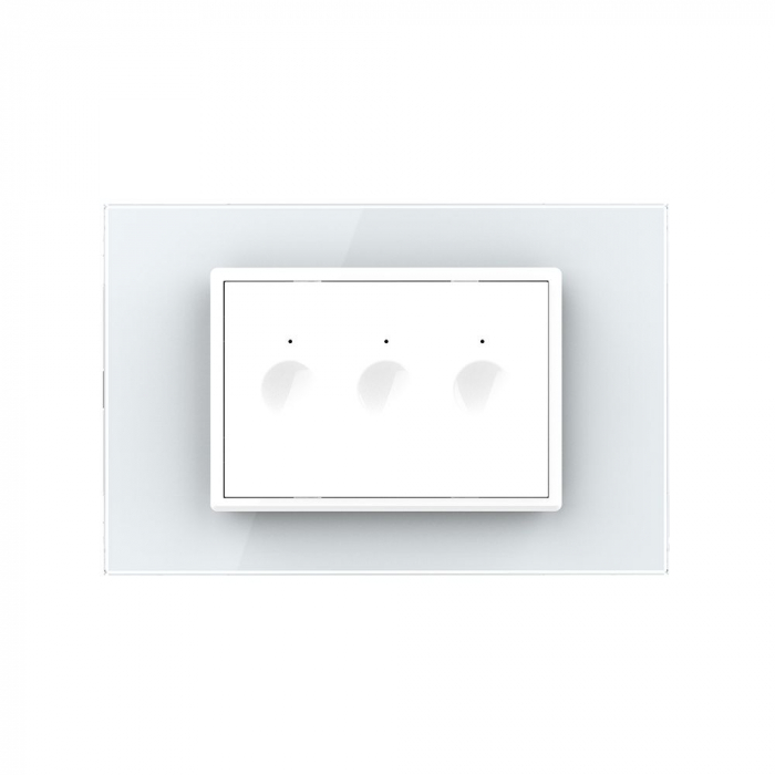 Intrerupator cap scara/cruce triplu cu touch integrat 3M, standard italian cu rama sticla [2]