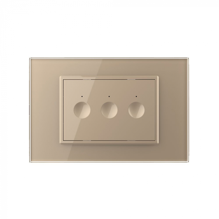 Intrerupator triplu cu touch integrat 3M, standard italian cu rama sticla [2]
