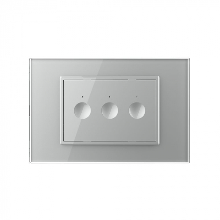 Intrerupator cap scara/cruce triplu cu touch integrat 3M, standard italian cu rama sticla [2]
