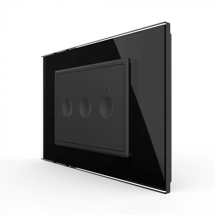 Intrerupator triplu cu touch integrat 3M, standard italian cu rama sticla [1]