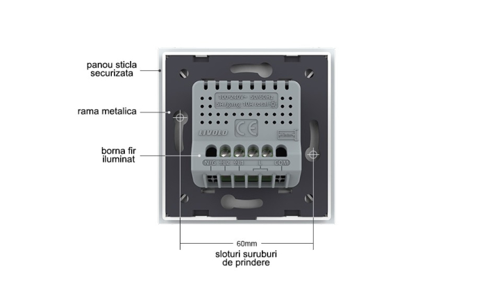 Modul intrerupator tactil dublu WiFi, cap / scara / cruce, fara panou sticla [5]