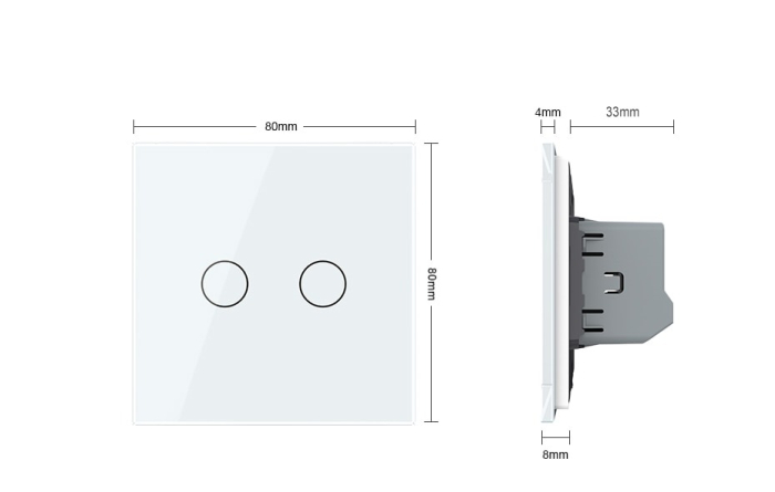 Modul intrerupator tactil dublu WiFi, cap / scara / cruce, fara panou sticla [2]