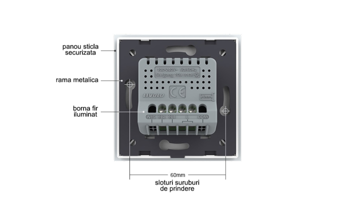 Modul intrerupator tactil simplu WiFi, cap / scara / cruce, fara panou sticla [4]