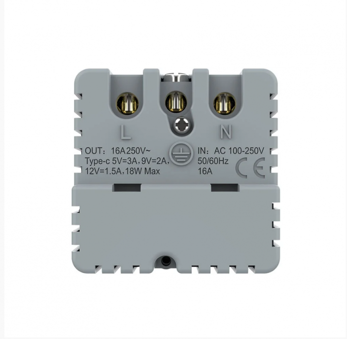 Priza simpla Schuko si slot USB Tip-C Standard German 2M cu panou din sticla [4]