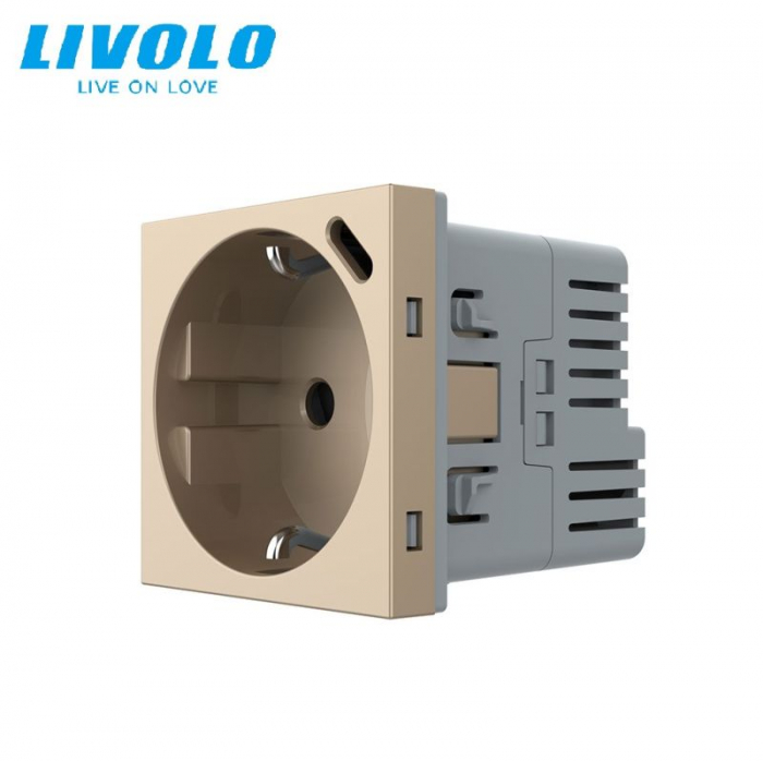 Modul priza simpla Schuko si slot USB Tip-C Standard German 2M [1]
