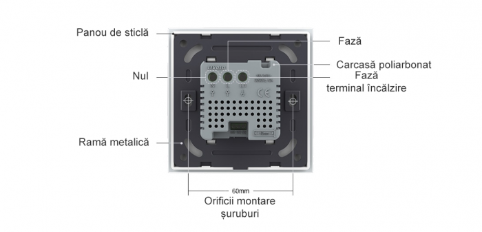 Modul termostat cu fir pentru incalzire in pardoseala, afisaj electronic,Livolo [5]