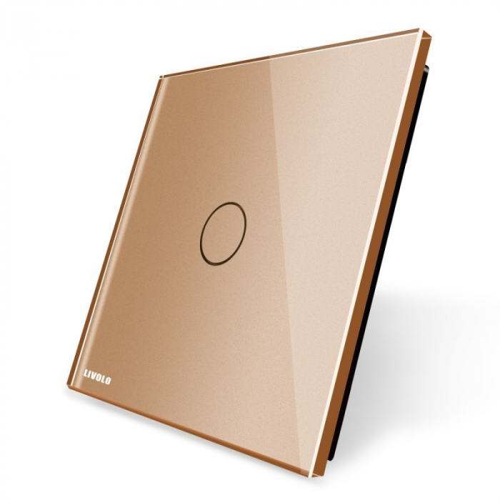 Panou din sticla pentru intrerupător tactil simplu + rama metalica Livolo [1]