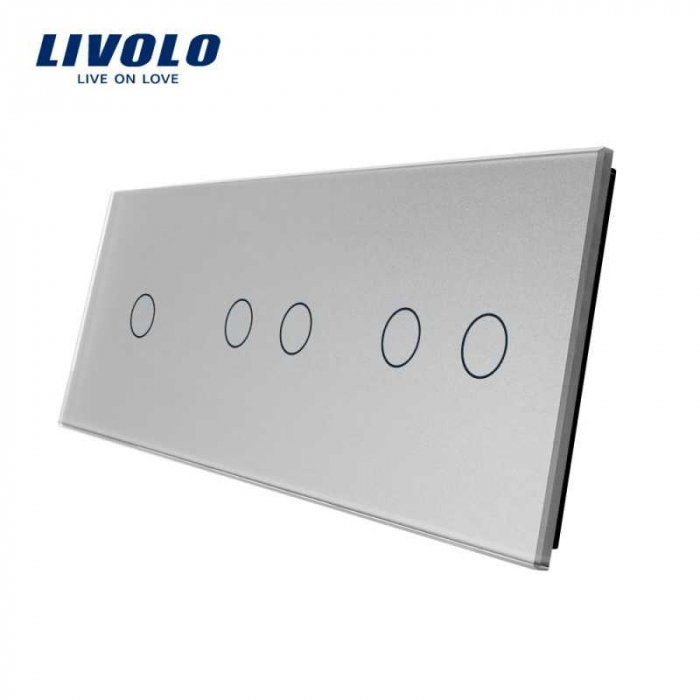 Panou întrerupător simplu + 2 duble din sticla crystal marca Livolo [4]