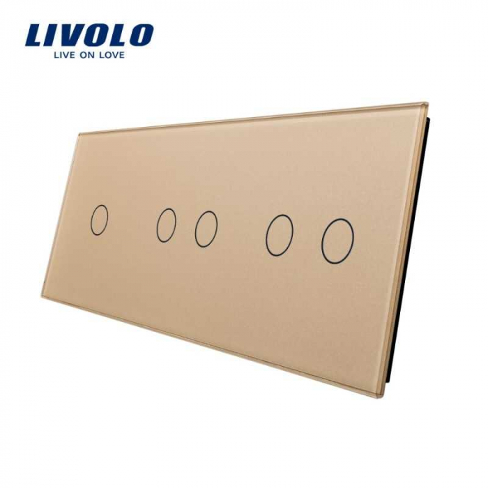 Panou întrerupător simplu + 2 duble din sticla crystal marca Livolo [1]