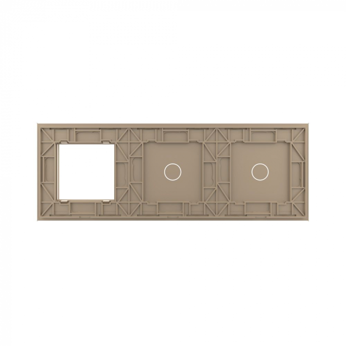 Panou triplu compus din doua intrerupatoare simple si o priza schuko Livolo [4]