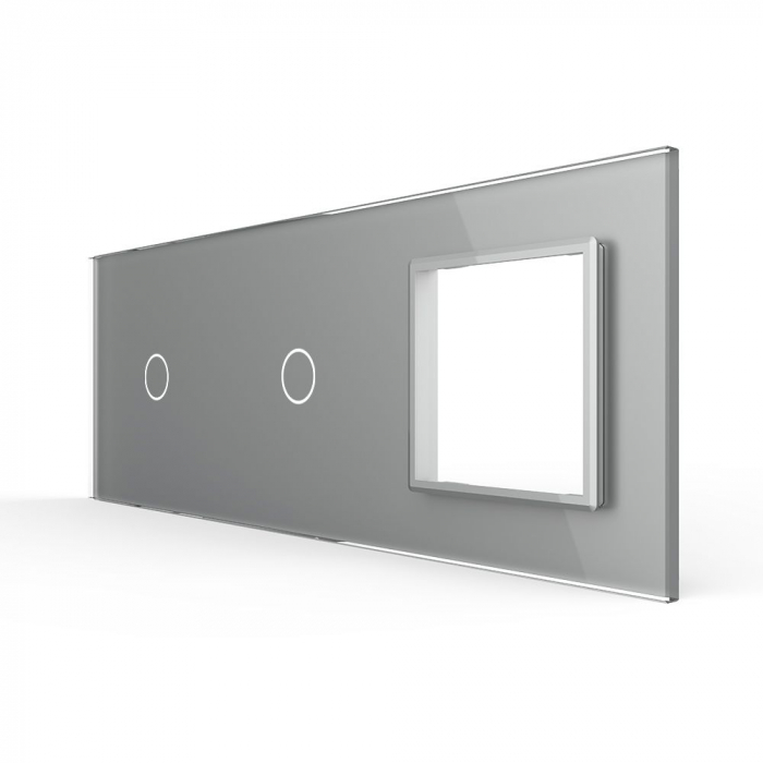 Panou triplu compus din doua intrerupatoare simple si o priza schuko Livolo [1]