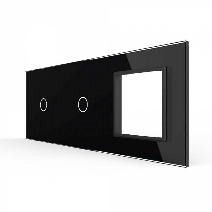 Panou triplu compus din doua intrerupatoare simple si o priza schuko Livolo [1]