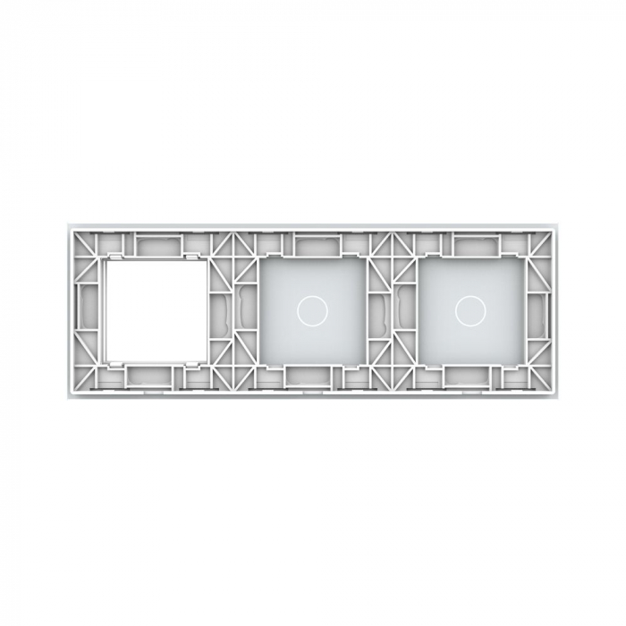 Panou triplu compus din doua intrerupatoare simple si o priza schuko Livolo [4]