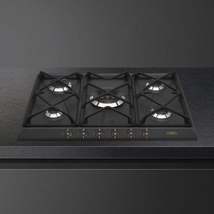 Plita incorporabila inox emailat cu 5 arzatoare pe gaz 70 cm Smeg, colectia Coloniale [7]